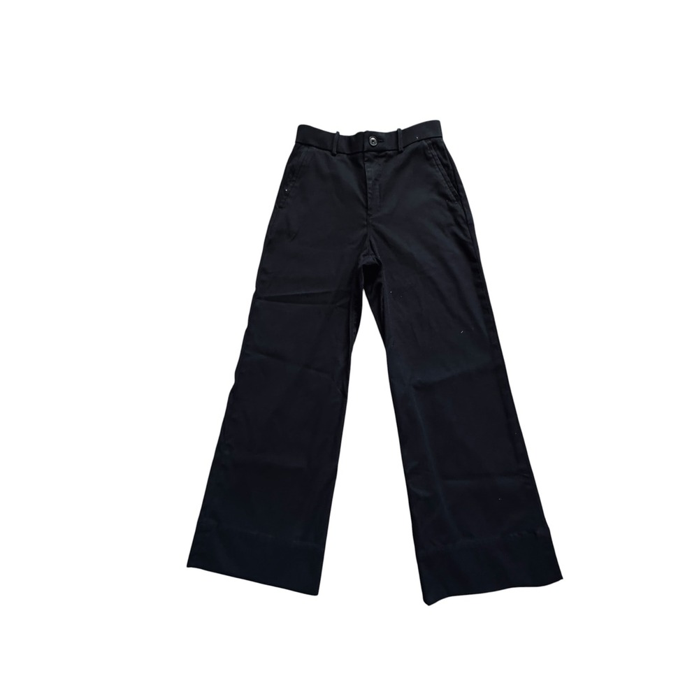 Spanx Stretch Twill Wide Leg Crop Pants Black High Rise Trousers S Petite